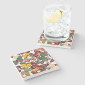 レトロの花パターン2 ストーンコースター (横)