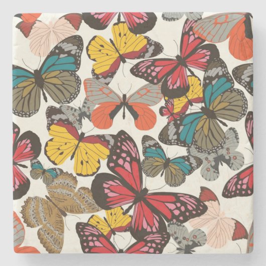 レトロの花パターン2 ストーンコースター (正面)