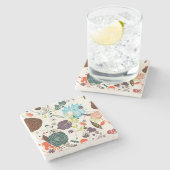 レトロの花パターン2 ストーンコースター (横)