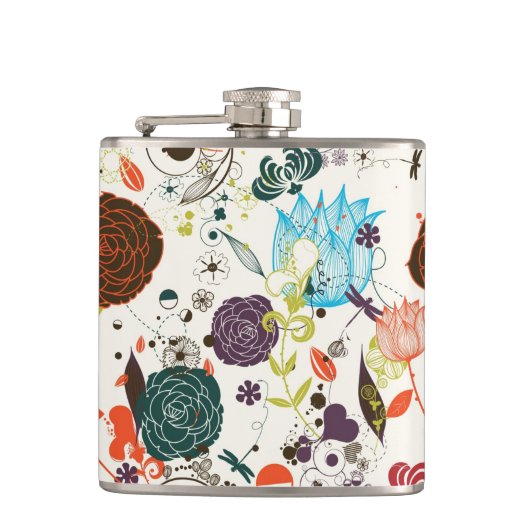 レトロの花パターン2 フラスク (正面)