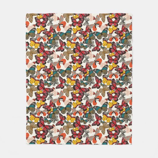レトロの花パターン2 フリースブランケット (正面)