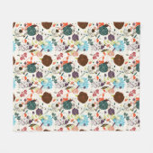 レトロの花パターン2 フリースブランケット (正面(横))