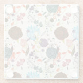 レトロの花パターン2 2 ガラスコースター (裏面)