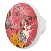 レトロの花パターン4 セラミックノブ (右)