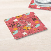 レトロの花パターン7 スクエアペーパーコースター (アングル)