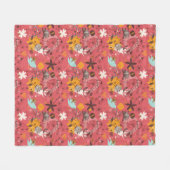 レトロの花パターン7 フリースブランケット (正面(横))