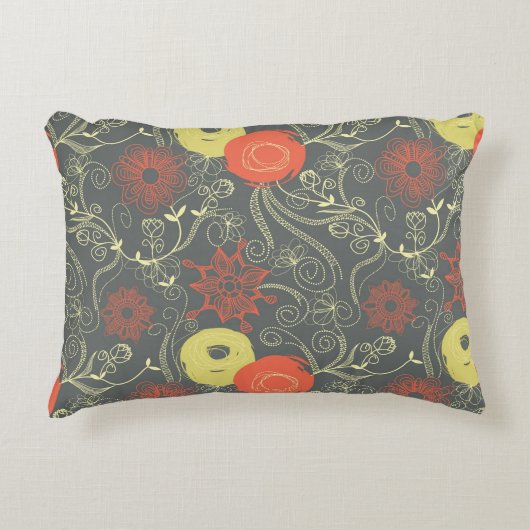 レトロの花パターン アクセントクッション (正面)