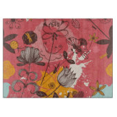 レトロの花パターン カッティングボード (正面)