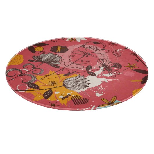 レトロの花パターン カッティングボード (角)