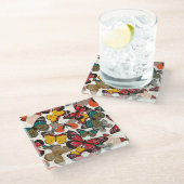 レトロの花パターン ガラスコースター (アングル)