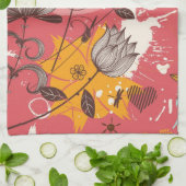 レトロの花パターン キッチンタオル (折り畳み)