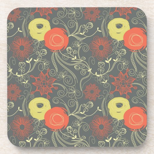 レトロの花パターン コースター (正面)
