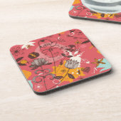 レトロの花パターン コースター (左側)