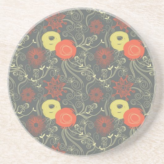 レトロの花パターン コースター (正面)