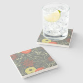 レトロの花パターン ストーンコースター (横)