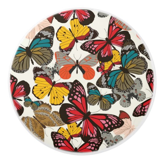 レトロの花パターン セラミックノブ (正面)