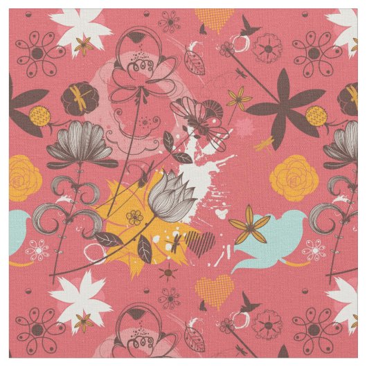 レトロの花パターン ファブリック (クローズアップ)