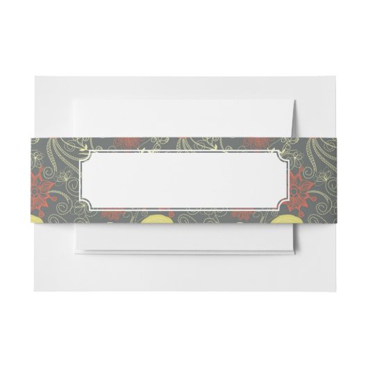 レトロの花パターン 招待状ベリーバンド (正面例)