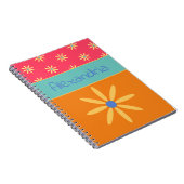 レトロの花パーソナライズされた名 ノートブック (右側)