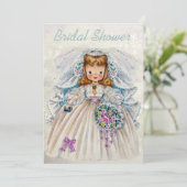 レトロの花嫁のブライダルシャワーの前部背部倍は味方しました 招待状 (スタンド正面)