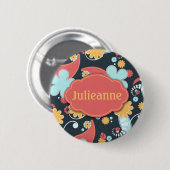 レトロの花柄-名前を加えて下さい- 缶バッジ (正面&裏面)