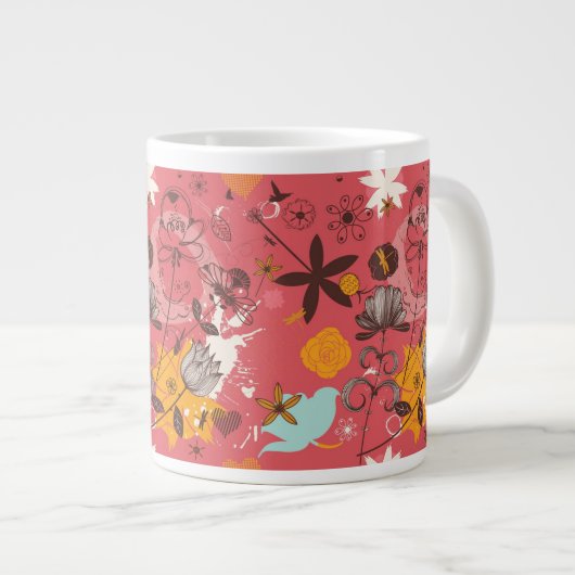 レトロの花模様7 ジャンボコーヒーマグカップ (正面右)