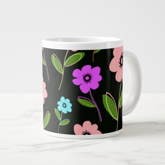 レトロの花模様 ジャンボコーヒーマグカップ (正面右)