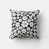 レトロの花模様（白、黒） クッション (正面)