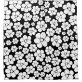 レトロの花模様（白、黒） シャワーカーテン (正面)