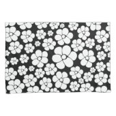 レトロの花模様（白、黒） 枕カバー (正面右)