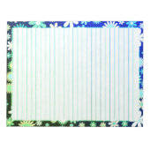 レトロの花縁どフローラオンブルーグリーン裏地 ノートパッド (正面)