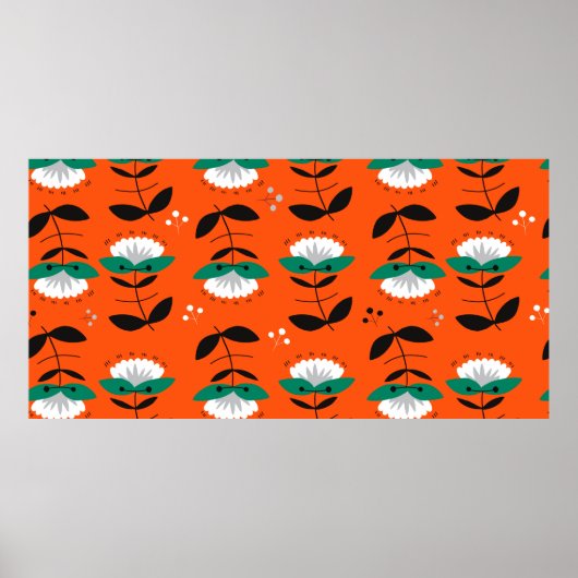 レトロの花葉と継ぎ目のないパターン。 ポスター (正面)