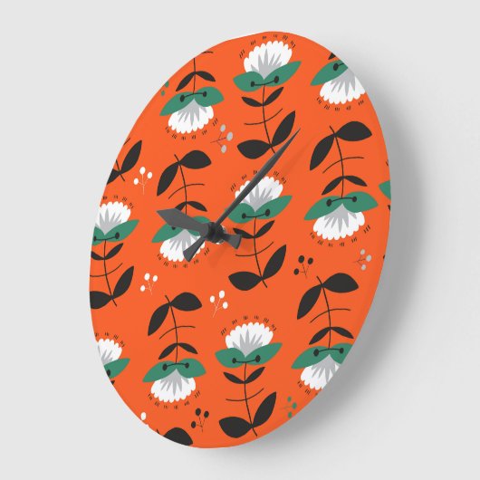 レトロの花離れ、:継ぎ目のないパターン。 ラージ壁時計 (傾斜)