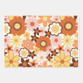 レトロの花1960s - 3シートセット ラッピングペーパーシート (正面2)