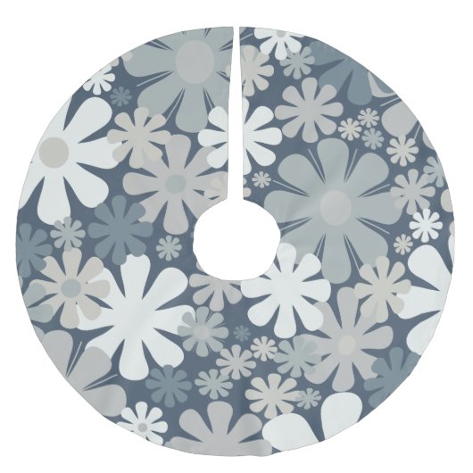 レトロの花60s 70s美的花柄 ブラッシュドポリエステルツリースカート (正面)