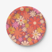 レトロの花60s 70s美的花柄 ペーパープレート (正面)
