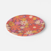レトロの花60s 70s美的花柄 ペーパープレート (アングル)