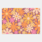 レトロの花60s 70s美的花柄 ラッピングペーパーシート (正面2)