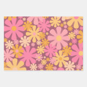 レトロの花60s 70s美的花柄 ラッピングペーパーシート (正面)