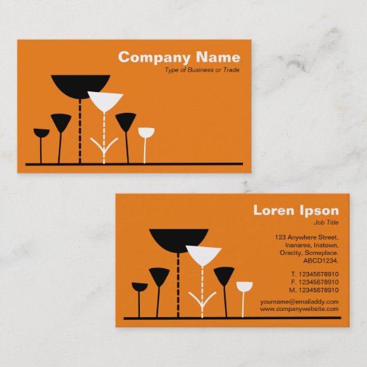 レトロの花 – オレンジ 名刺 (正面/裏面)