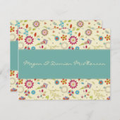 レトロの花 · ティール(緑がかった色) · サンキューカード (正面/裏面)