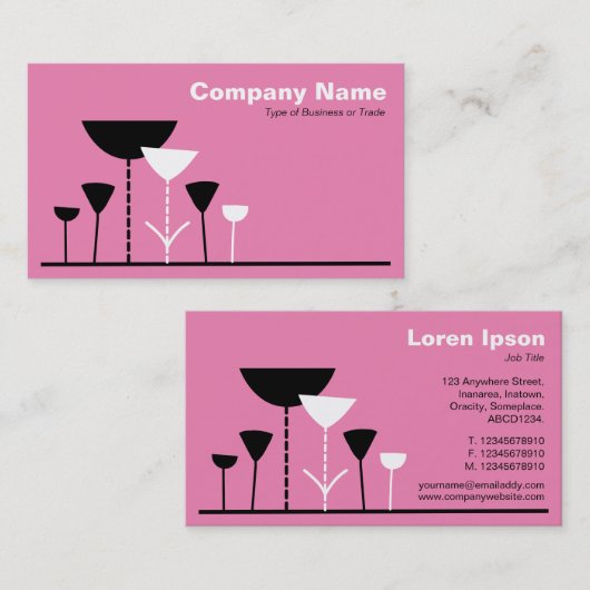 レトロの花 – ピンク 名刺 (正面/裏面)