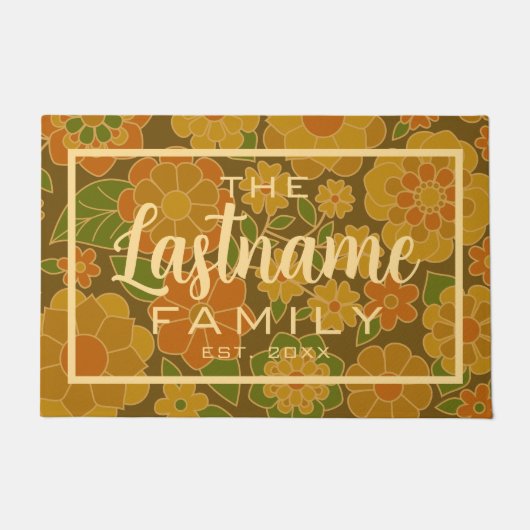 レトロの花 – ファミリースクリプトへようこそ ドアマット (正面)