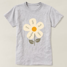 レトロの花、女性の役割、母、妻、花カスタムびら Tシャツ
