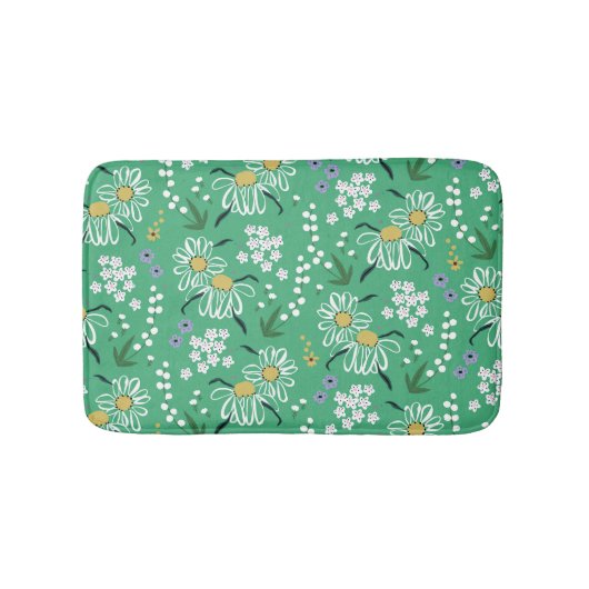 レトロの花、植物性のシームレスなパターン。 バスマット (正面)
