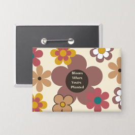 レトロの花"開花あなたは植えた" 缶バッジ