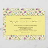 レトロの花・黄・結婚式招待状 招待状 (正面/裏面)