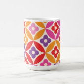 レトロの花Mid Century Circlesパターン コーヒーマグカップ (中央)