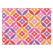 レトロの花Mid Century Circlesパターン テーブルクロス (正面(横))