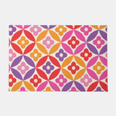 レトロの花Mid Century Circlesパターン ドアマット (正面)